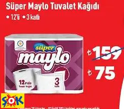 SÜPER MAYLO TUVALET KAĞIDI 12'Lİ 3 KATLI